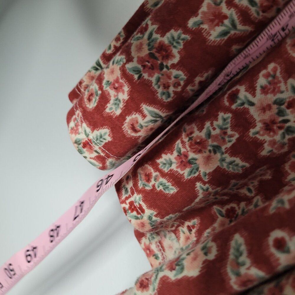 Vintage 90s red floral trad wife cottagecore drop waist half sleeve midi dress 9 - Picture 7 of 7